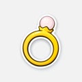 Sticker gold ring with pearl