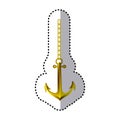 sticker golden anchor hanging from a gold link chain Royalty Free Stock Photo