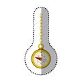 sticker golden compass hanging from a gold link chain Royalty Free Stock Photo