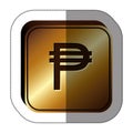 sticker golden square with currency symbol of philippine