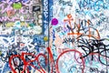 Sticker and graffiti wall background Royalty Free Stock Photo