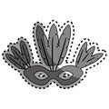 Sticker gray silhouette mask with feathers brazil culture