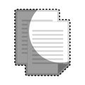 Sticker grayscale silhouette with document file
