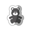 sticker grayscale silhouette with teddy bear