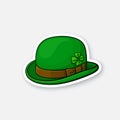 Sticker green bowler hat with clover Royalty Free Stock Photo