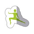 sticker green silhouette woman stretching leg side left