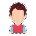 Sticker half body faceless cartoon boy with casual clothes