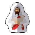 Sticker half body jesus carrying a sheep