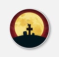 Sticker for Halloween night scenery