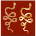 Sticker and hand drawn snake for tattoo.Red snake Reptile on white background.