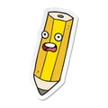 sticker of a happy cartoon pencil Royalty Free Stock Photo