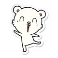 sticker of a happy cartoon polar bear dancing Royalty Free Stock Photo