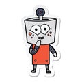 sticker of a happy cartoon robot giggling