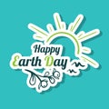 Sticker Happy Earth Day Sunny Birds Royalty Free Stock Photo