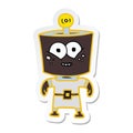 sticker of a happy energized cartoon robot