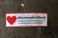 Sticker Hart Voor Vrijheid At Amsterdam The Netherlands 19-9-2021 Royalty Free Stock Photo