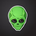 Sticker head of the alien with green skin