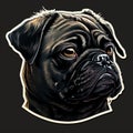 A Sticker head shot of pugs dog generative AI