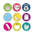Sticker healthy lifestyle icons design