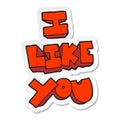 sticker of a I like you cartoon symbol