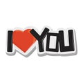 Sticker i love you lettering funny cartoon design Royalty Free Stock Photo