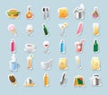 Sticker icons for food and drinks Royalty Free Stock Photo