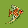 Sticker illustration of a cute and lovely fish