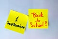 The sticker with the inscription go back to school and the first of September