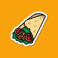 sticker of kebab with cartoon style Royalty Free Stock Photo