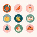 Sticker and labels Christmas and New Year Royalty Free Stock Photo