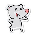 sticker of a laughing bear cartoon