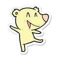 sticker of a laughing bear cartoon Royalty Free Stock Photo