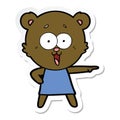 sticker of a laughing pointing teddy bear cartoon Royalty Free Stock Photo