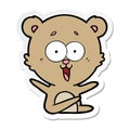 sticker of a laughing teddy  bear cartoon Royalty Free Stock Photo