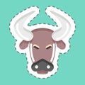 Sticker line cut Bison. related to Animal Head symbol. simple design editable. simple illustration. cute. education Royalty Free Stock Photo