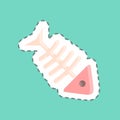 Sticker line cut Fish Bone. suitable for seafood symbol. simple design editable. design template vector. simple illustration Royalty Free Stock Photo