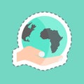 Sticker line cut Holding Globe. suitable for Hand Actions symbol. simple design editable. design template vector. simple symbol Royalty Free Stock Photo