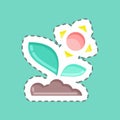 Sticker line cut Sprout 3. related to Flora symbol. simple illustration. plant. Oak. leaf. rose Royalty Free Stock Photo