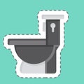 Sticker line cut Toilet. related to Building Material symbol. simple design editable. simple illustration