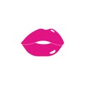 Sticker lips in the style of Barbie. Pink color. Flat illustration isolated on white background.