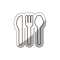 Sticker medium shade of cutlery icon flat