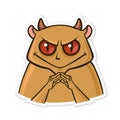 Sticker for messenger with funny animal. Devil hamster is up to something. Vector illustration isolated on white