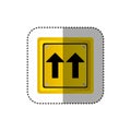 sticker metallic realistic yellow square shape frame same direction arrow road traffic sign