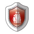 sticker metallic shield with pictogram of family nucleus