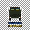 Sticker modern military vehicle. Vector EPS 10....Donation for help Ukraine..... Support Ukraine....Charity and helping.