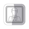 sticker monochorme silhouette square button with with faceless executive man