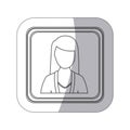 sticker monochorme silhouette square button with faceless executive woman Royalty Free Stock Photo