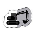 sticker monochrome backhoe with crane for construction Royalty Free Stock Photo