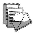 Sticker monochrome blurred with envelope mail and documents sheets Royalty Free Stock Photo
