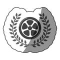 Sticker monochrome car wheel with half shaded and olive crown